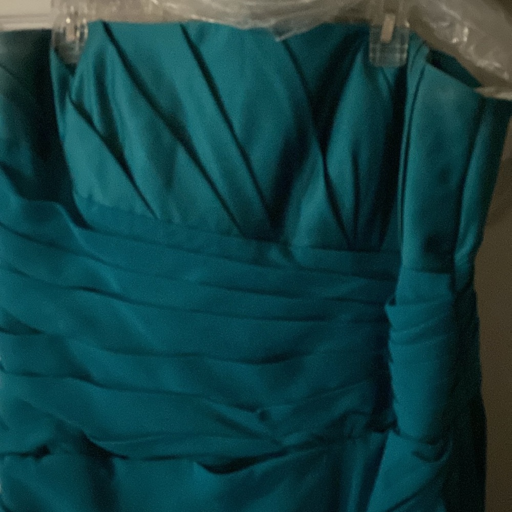 Strapless waist with layover pleats/ wore once as bridesmaid-